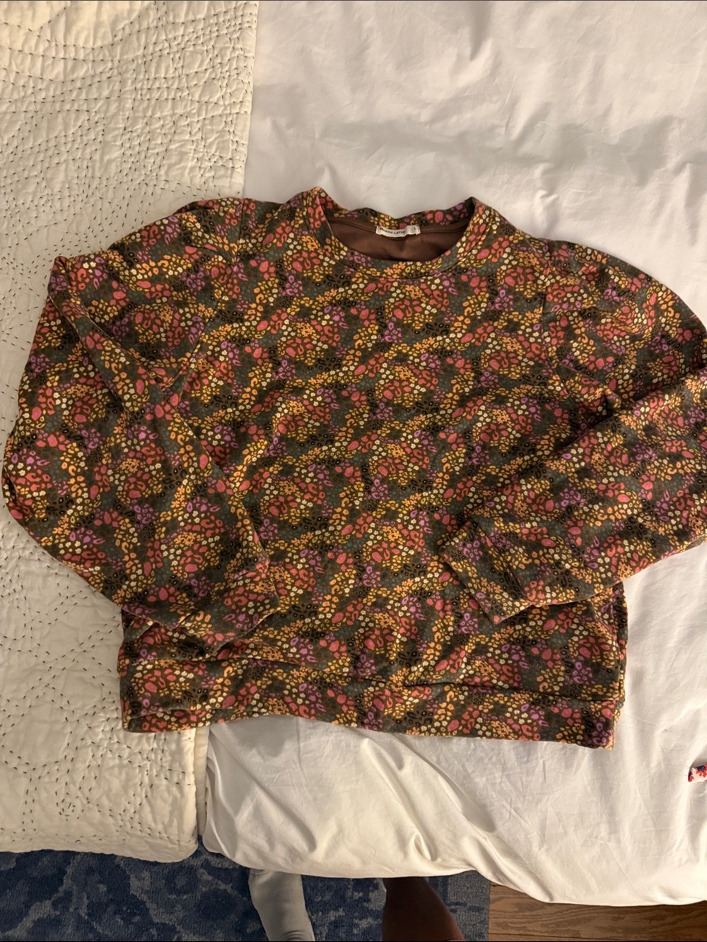 Marine Layer Floral Crewneck Sweatshirt in Brown, Yellow & Pink